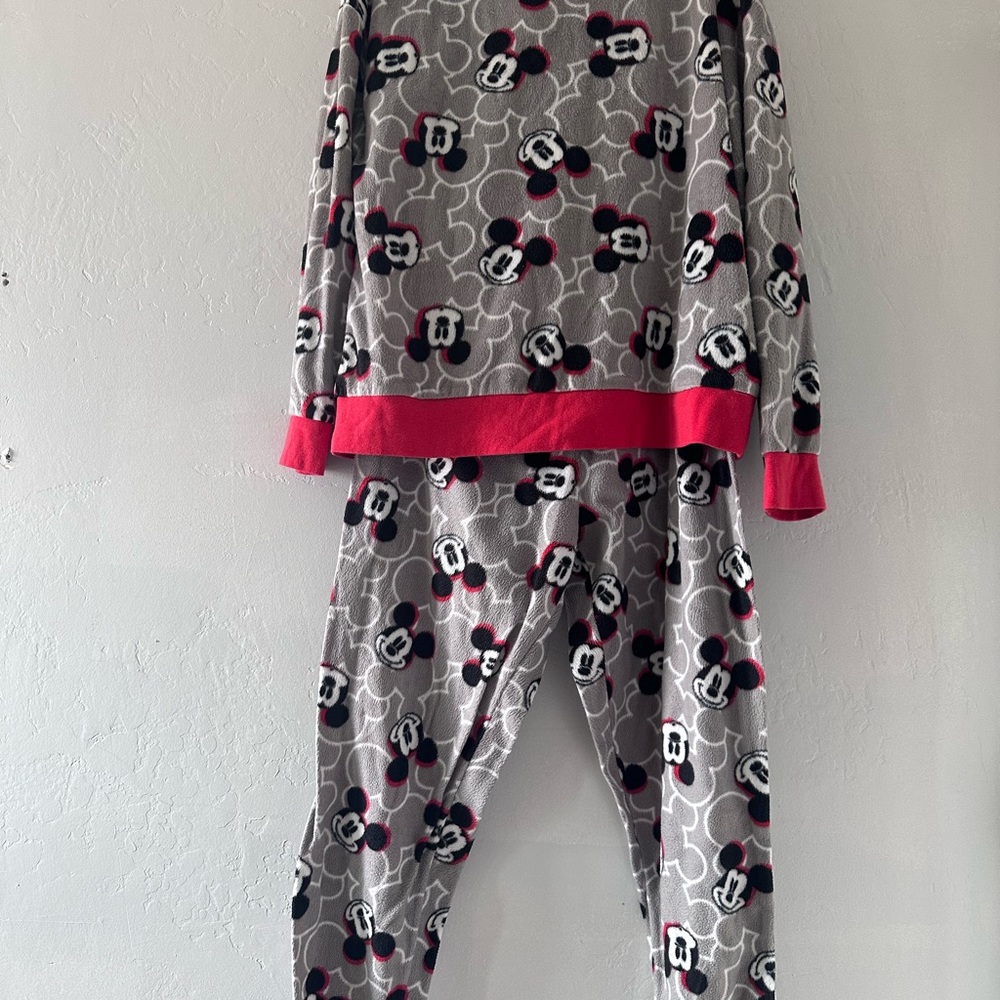 Disney Women Pajamas 2 Piece Flannel Mickey Mouse Sleepwear Size Large